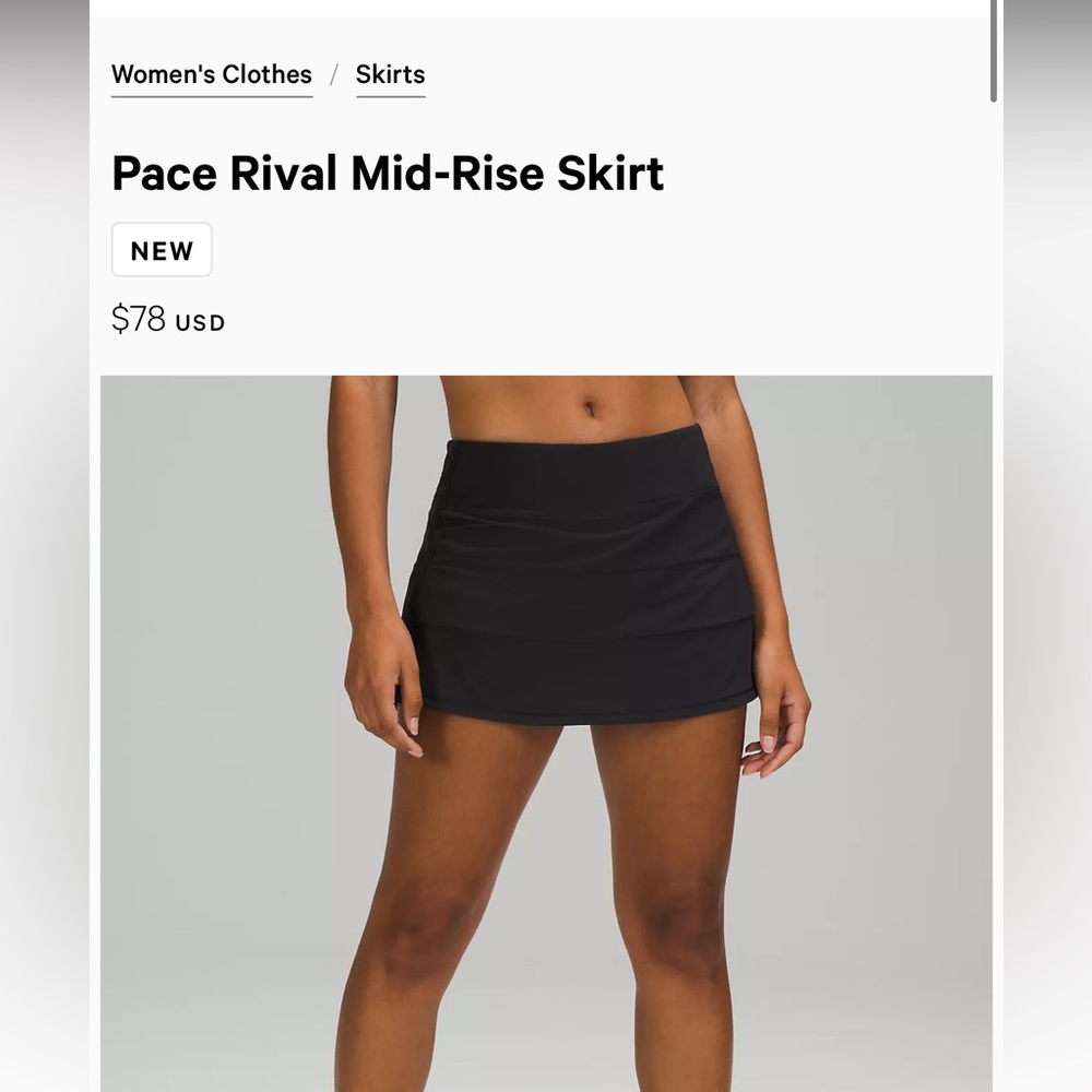 Women’s Lululemon Pace Rival Skort size large